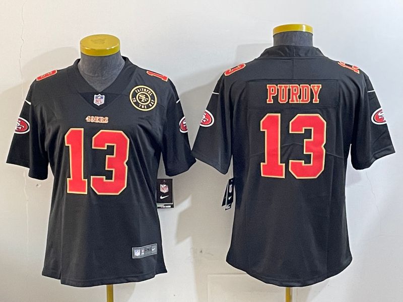 Women San Francisco 49ers #13 Purdy Black Gold 2024 Nike Vapor Limited NFL Jersey style 1202